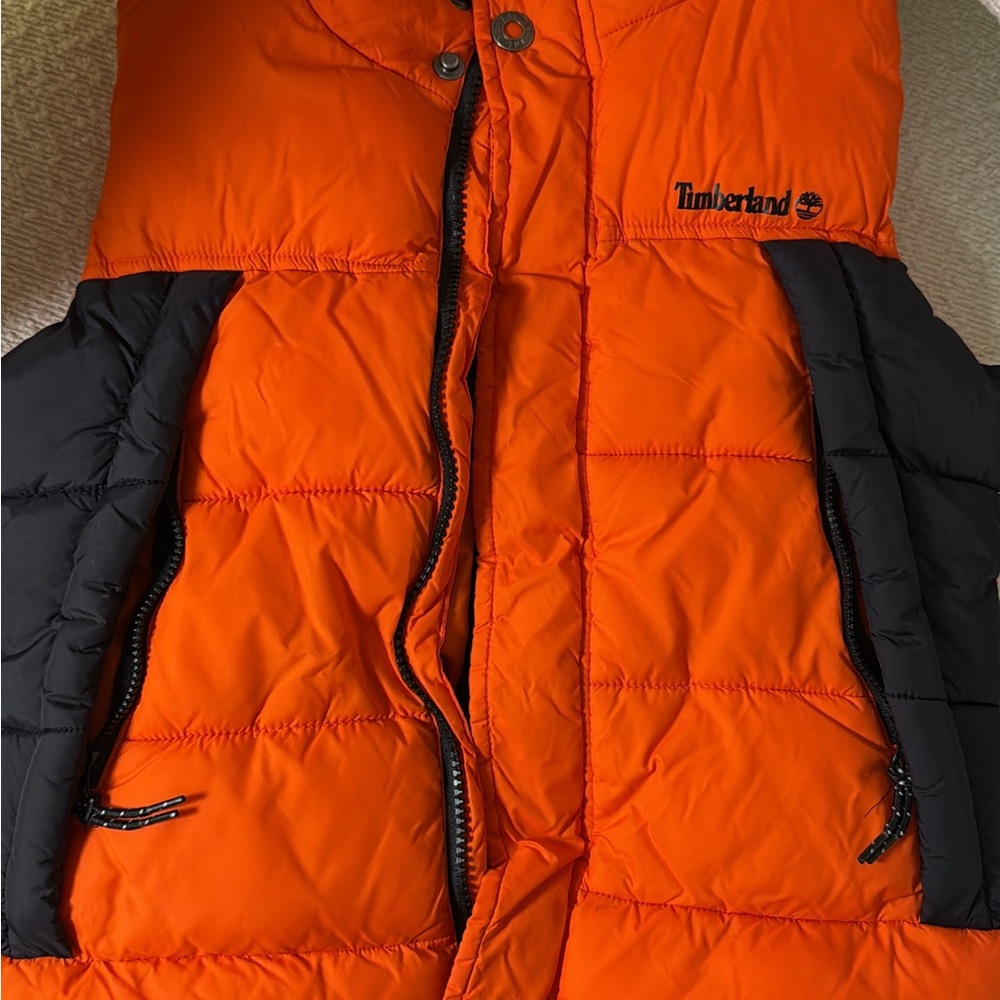 Timberland Kids Orange and Black Puffer Jacket